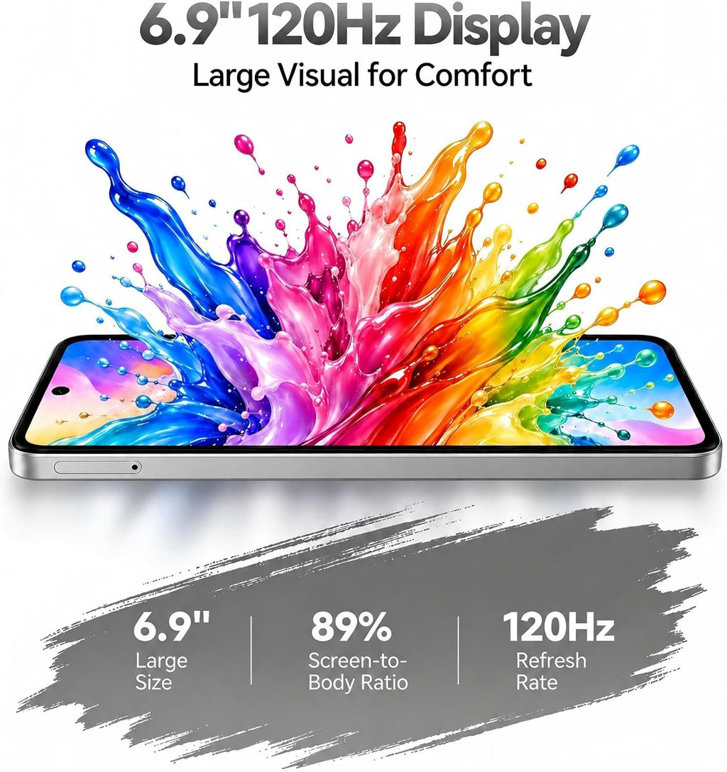 26 Ultra Cell Phone,12GB+256GB Android 15.0 Unlocked Phone, 7000mAh Battery,Dual SIM Dual Standby 5G Phone-Gold