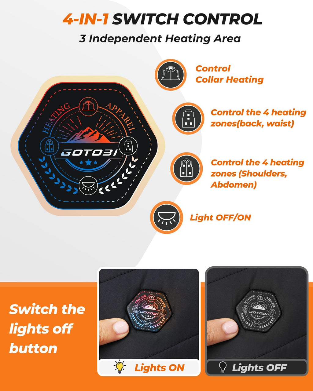 Heated Vest Women, 9 Heating Zones, Diamond Quilting, Nylon