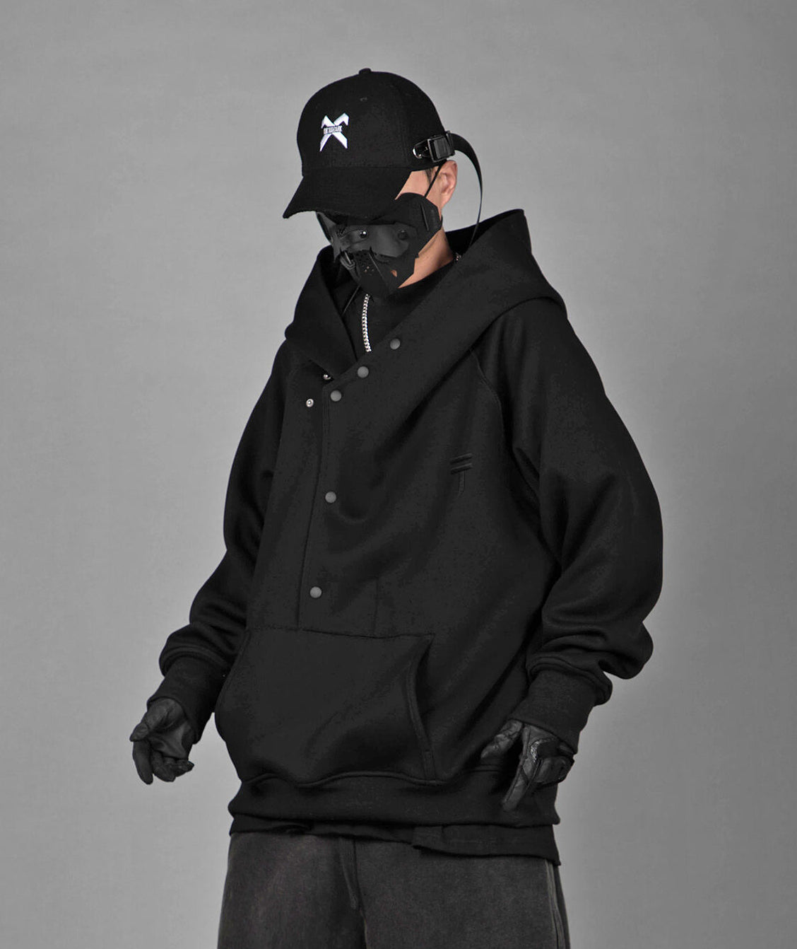 HiH38 Black Layered Hoodie
