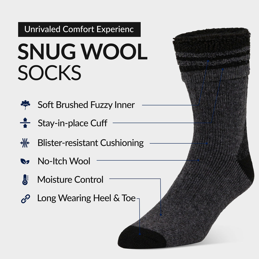 Mens Merino Wool Crew Socks Thermal and Warm Socks for Winter Work Hiking Running 3 Pairs