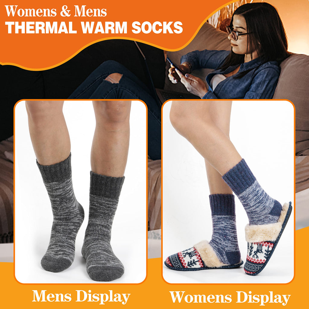 3 Pairs Warm Thermal Socks for Women & Men Winter Ski Thick Boot Insulated Socks for Cold Weather
