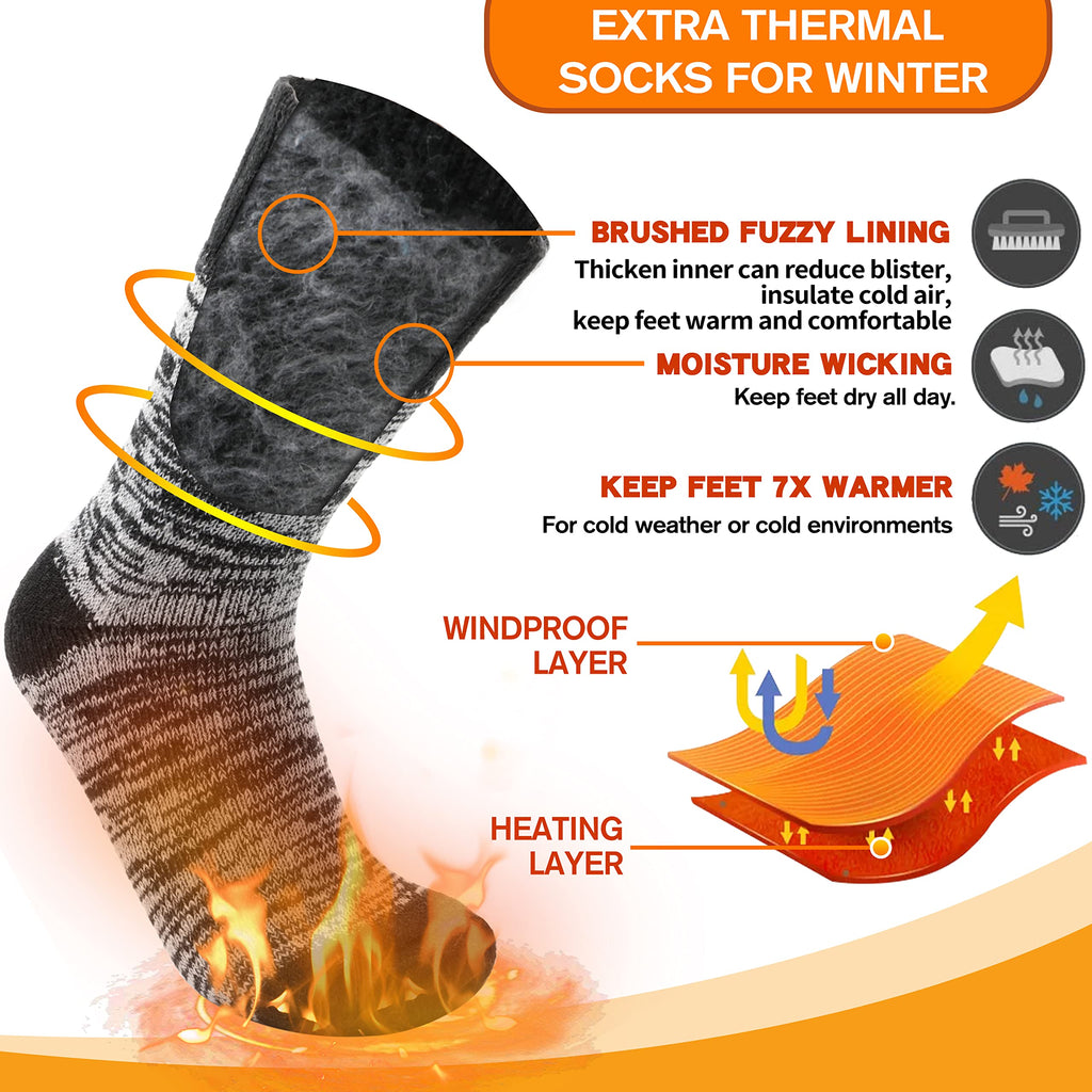 3 Pairs Warm Thermal Socks for Women & Men Winter Ski Thick Boot Insulated Socks for Cold Weather