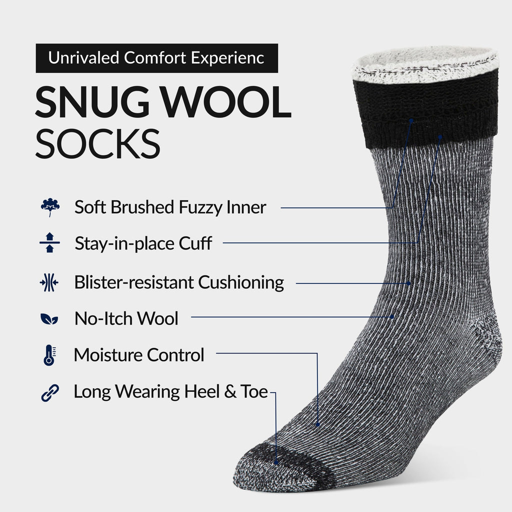 Mens Merino Wool Crew Socks Thermal and Warm Socks for Winter Work Hiking Running 3 Pairs