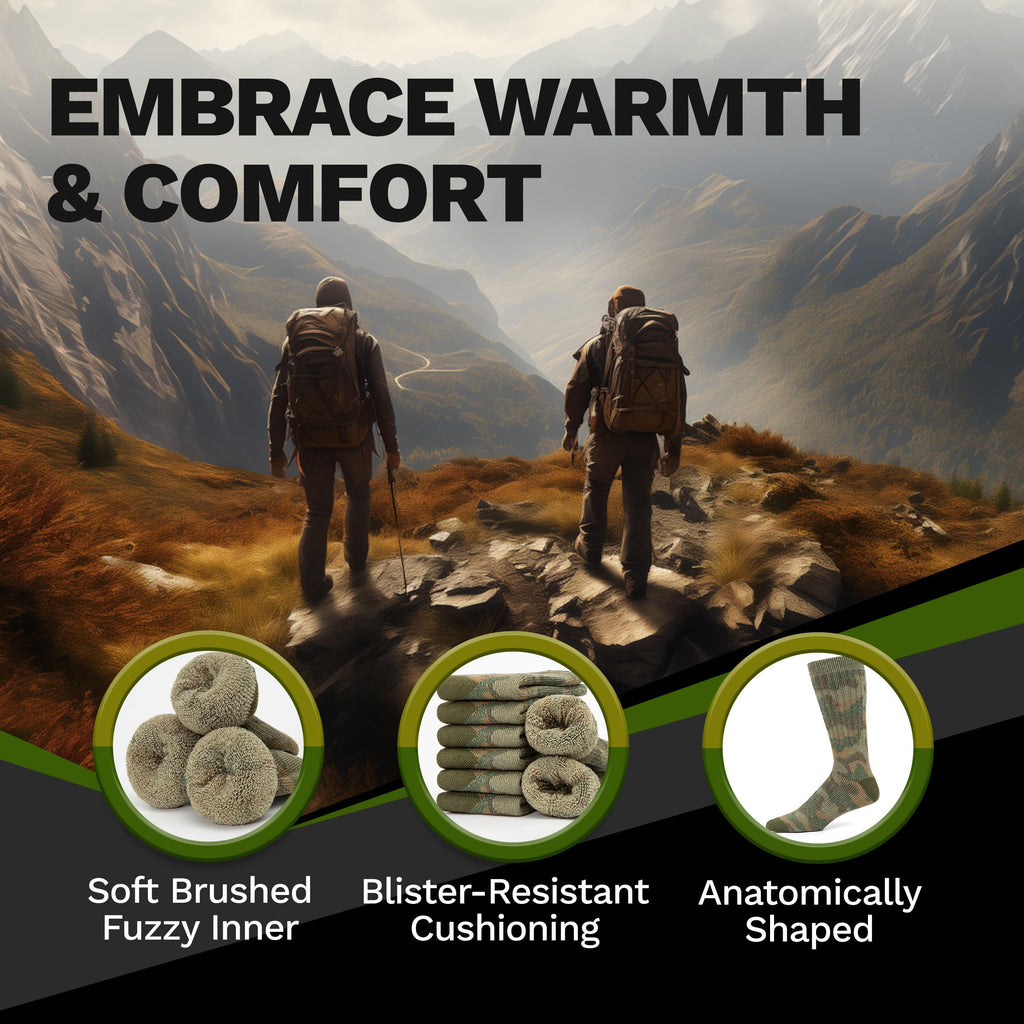 Mens Merino Wool Crew Socks Thermal and Warm Socks for Winter Work Hiking Running 3 Pairs