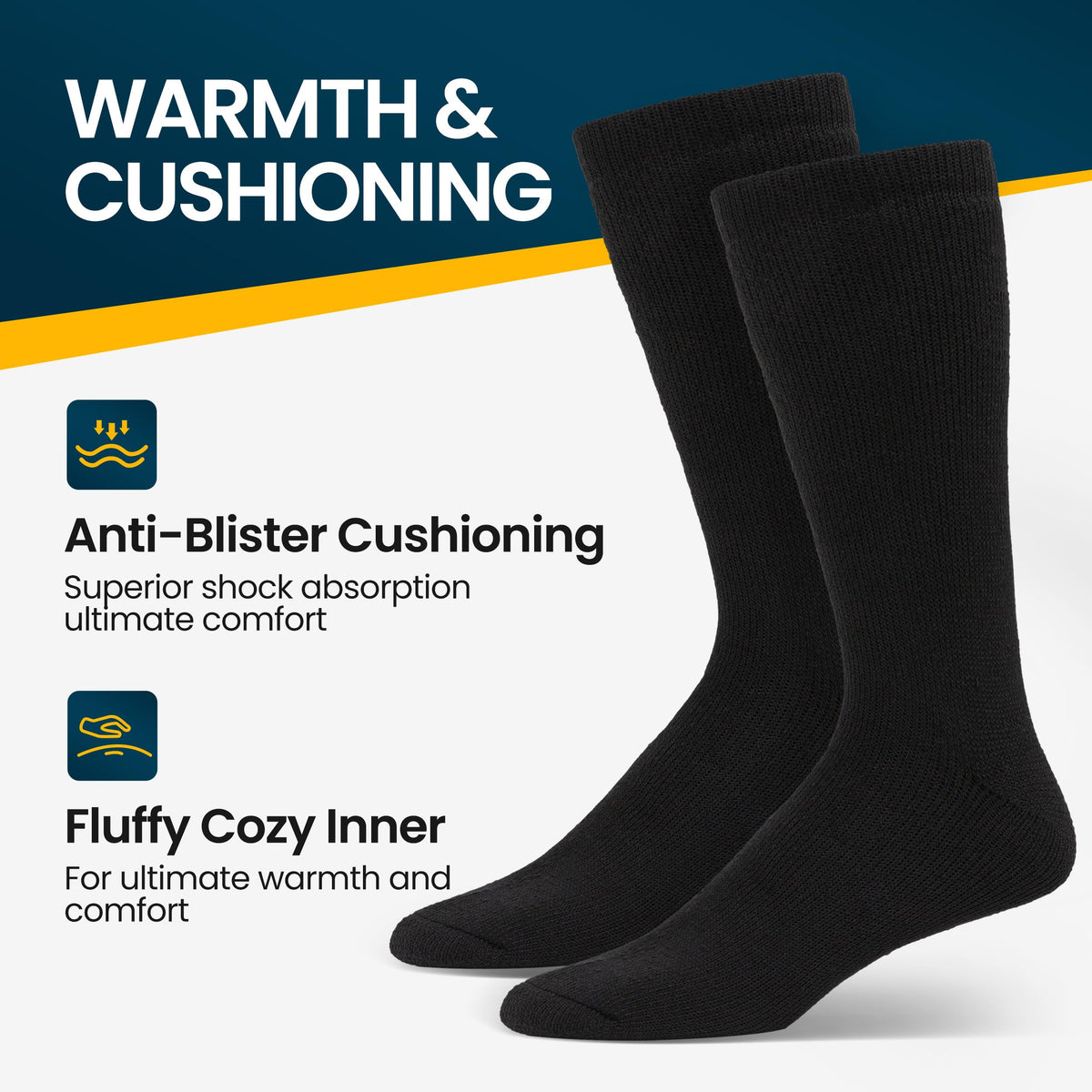 Mens Merino Wool Crew Socks Thermal and Warm Socks for Winter Work Hiking Running 3 Pairs