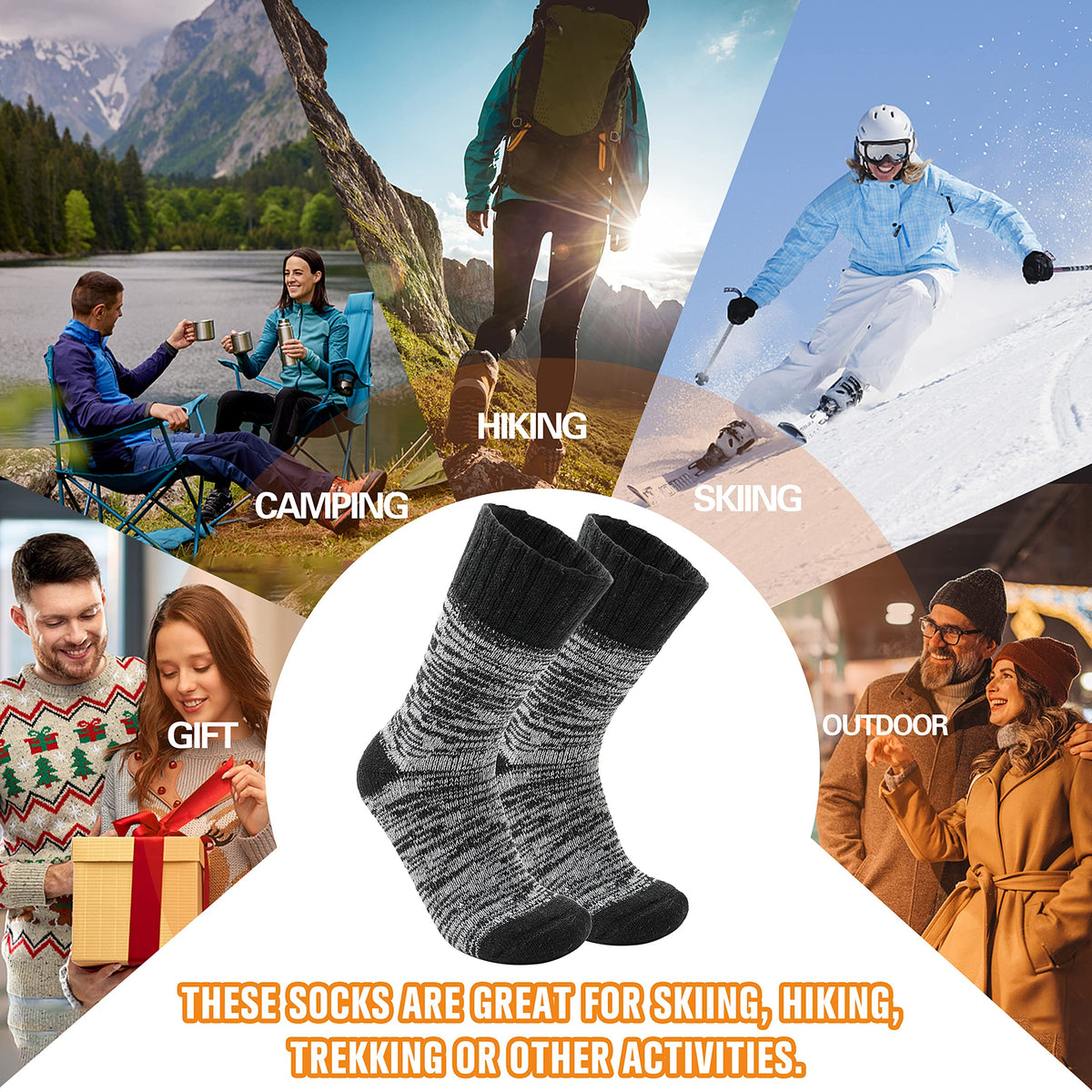 3 Pairs Warm Thermal Socks for Women & Men Winter Ski Thick Boot Insulated Socks for Cold Weather