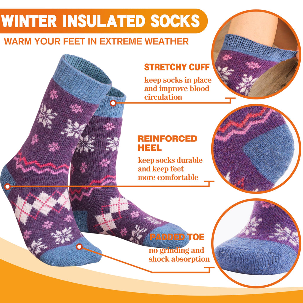 3 Pairs Warm Thermal Socks for Women & Men Winter Ski Thick Boot Insulated Socks for Cold Weather