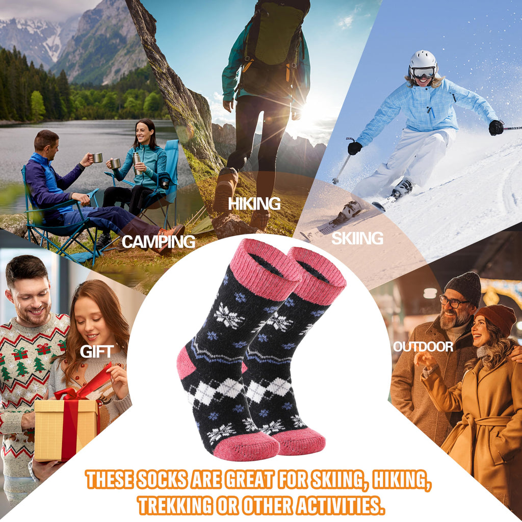 3 Pairs Warm Thermal Socks for Women & Men Winter Ski Thick Boot Insulated Socks for Cold Weather