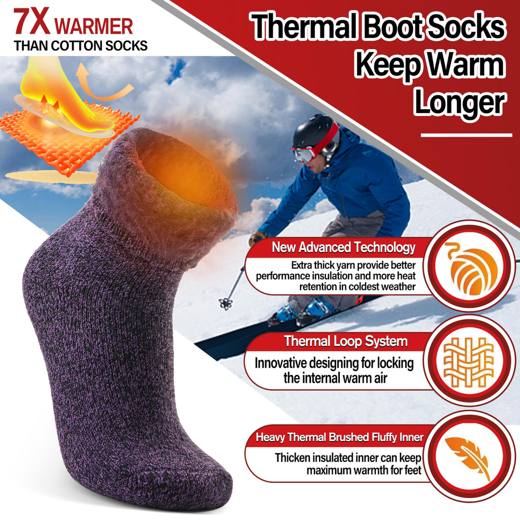 3 Pairs Warm Thermal Socks for Women & Men Winter Ski Thick Boot Insulated Socks for Cold Weather