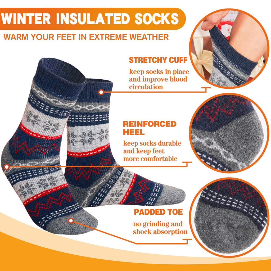 3 Pairs Warm Thermal Socks for Women & Men Winter Ski Thick Boot Insulated Socks for Cold Weather