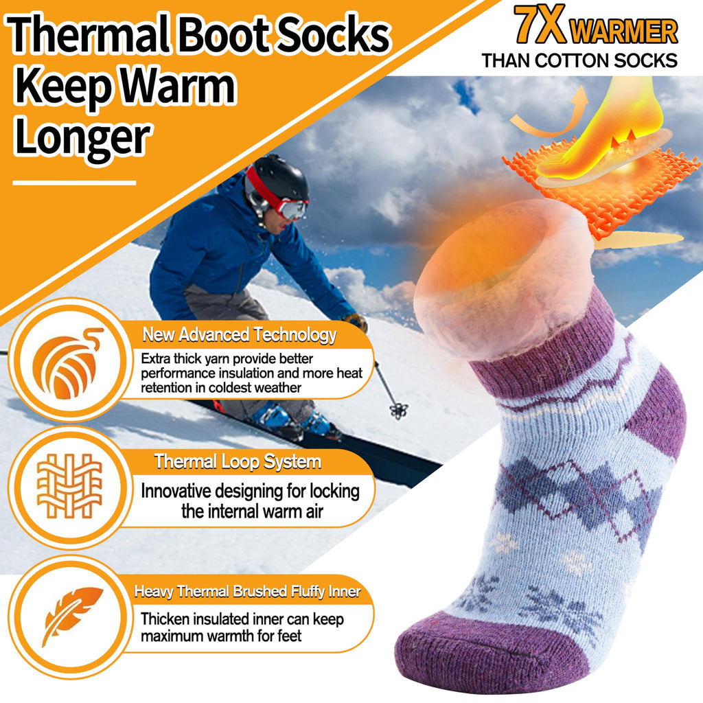 3 Pairs Warm Thermal Socks for Women & Men Winter Ski Thick Boot Insulated Socks for Cold Weather