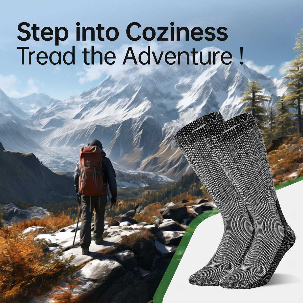 Mens Merino Wool Crew Socks Thermal and Warm Socks for Winter Work Hiking Running 3 Pairs