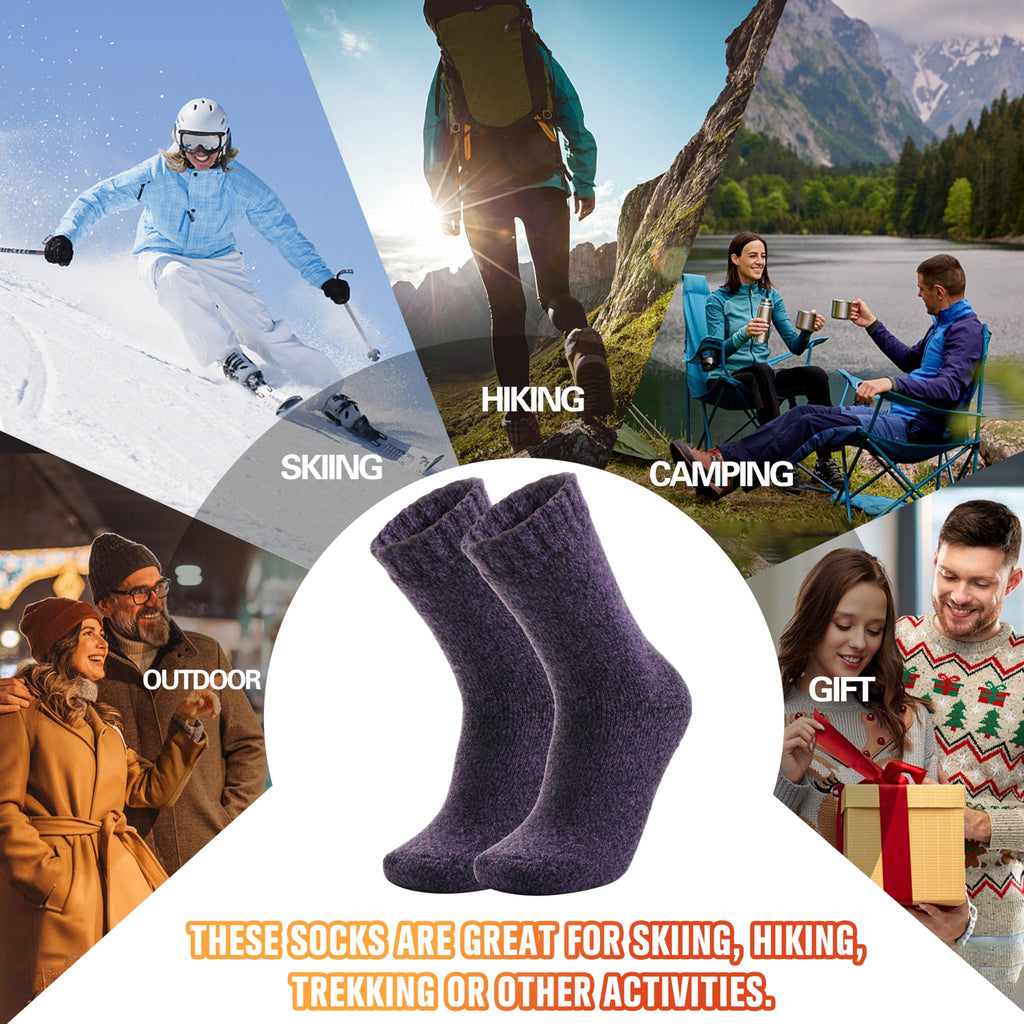 3 Pairs Warm Thermal Socks for Women & Men Winter Ski Thick Boot Insulated Socks for Cold Weather