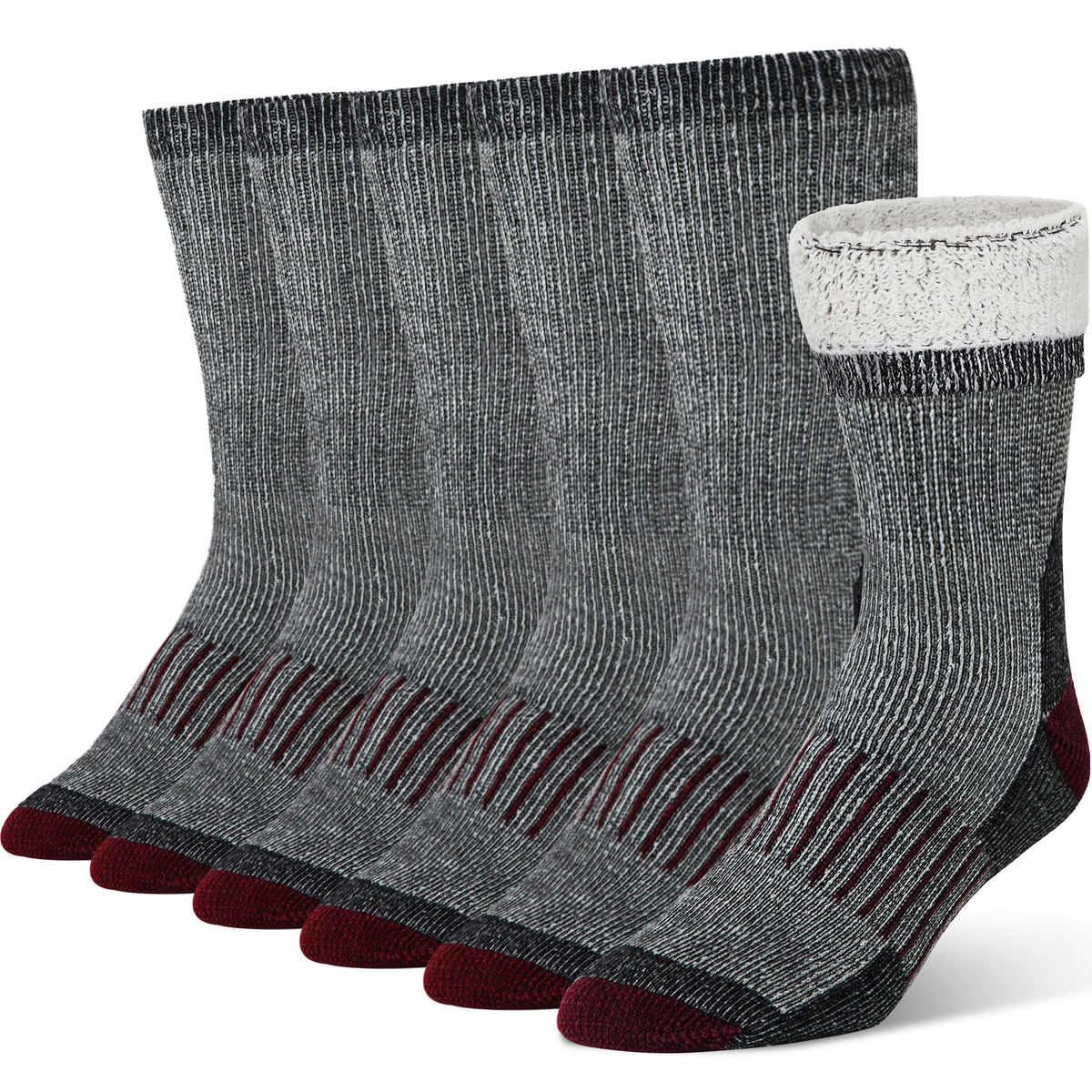 Mens Merino Wool Crew Socks Thermal and Warm Socks for Winter Work Hiking Running 3 Pairs