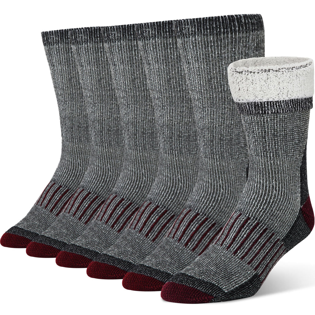 Mens Merino Wool Crew Socks Thermal and Warm Socks for Winter Work Hiking Running 3 Pairs