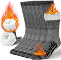 Mens Merino Wool Crew Socks Thermal and Warm Socks for Winter Work Hiking Running 3 Pairs