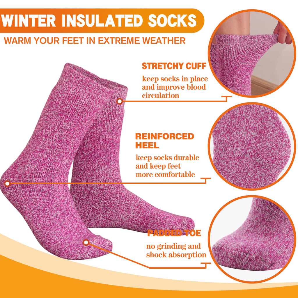 3 Pairs Warm Thermal Socks for Women & Men Winter Ski Thick Boot Insulated Socks for Cold Weather