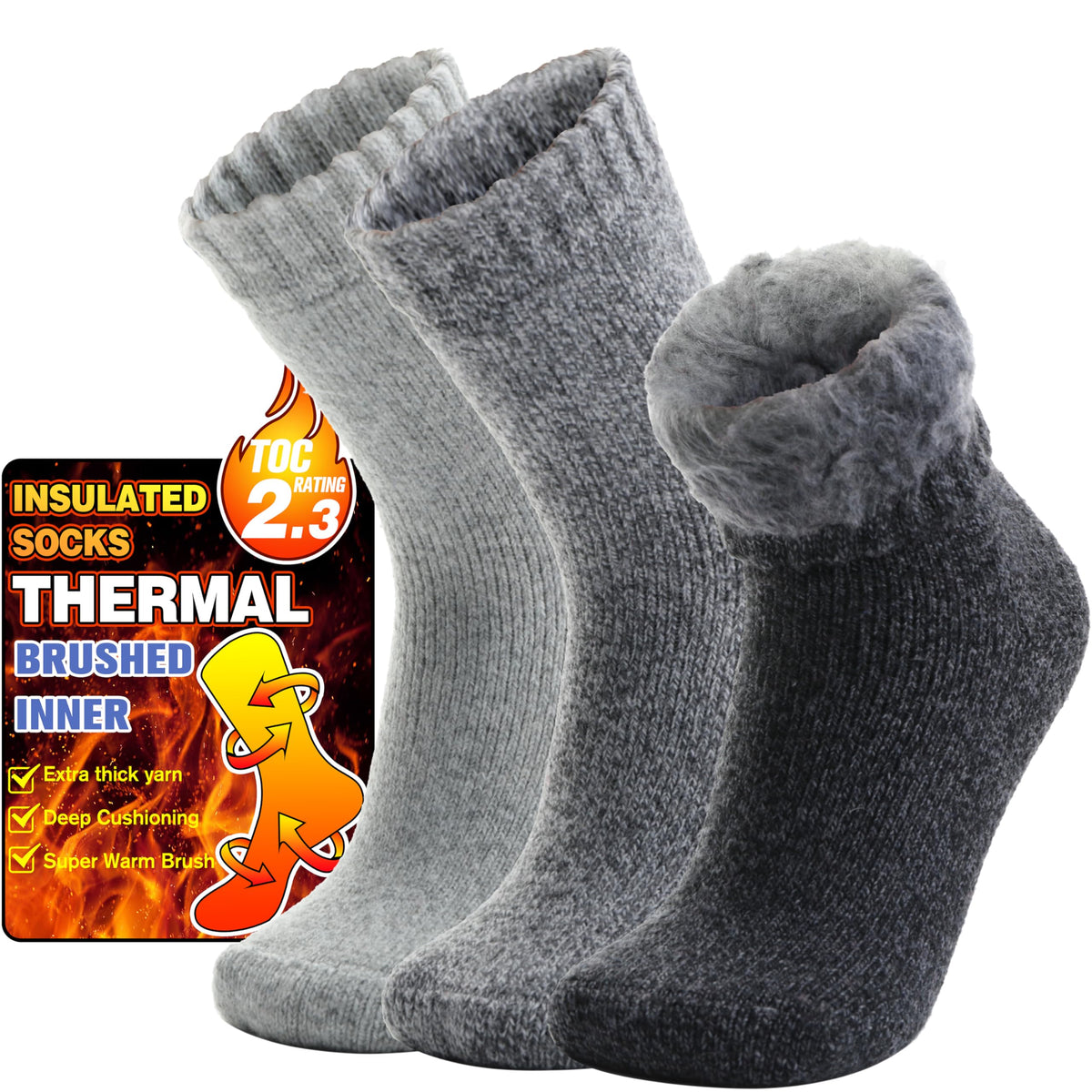 3 Pairs Warm Thermal Socks for Women & Men Winter Ski Thick Boot Insulated Socks for Cold Weather