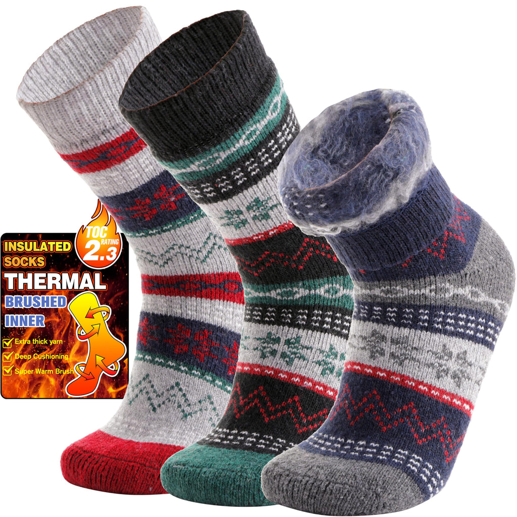3 Pairs Warm Thermal Socks for Women & Men Winter Ski Thick Boot Insulated Socks for Cold Weather