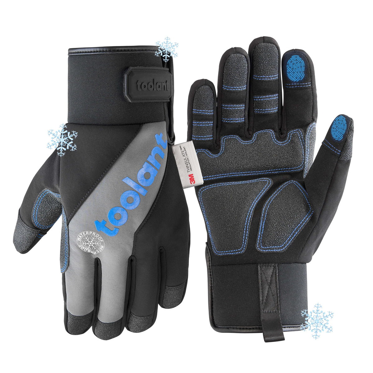 toolant Winter Work Gloves for Men, Insulated Waterproof Work Gloves with Reinforced Palm for Cold Weather Protection