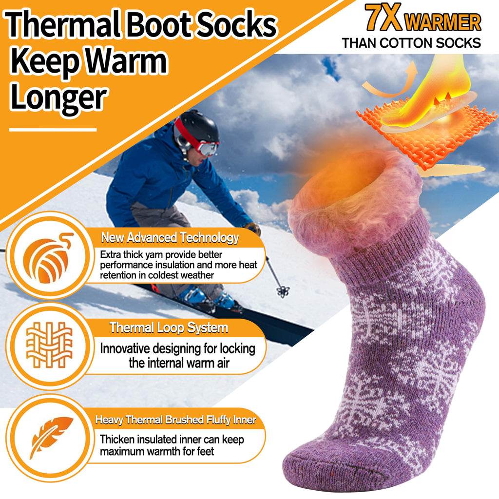 3 Pairs Warm Thermal Socks for Women & Men Winter Ski Thick Boot Insulated Socks for Cold Weather