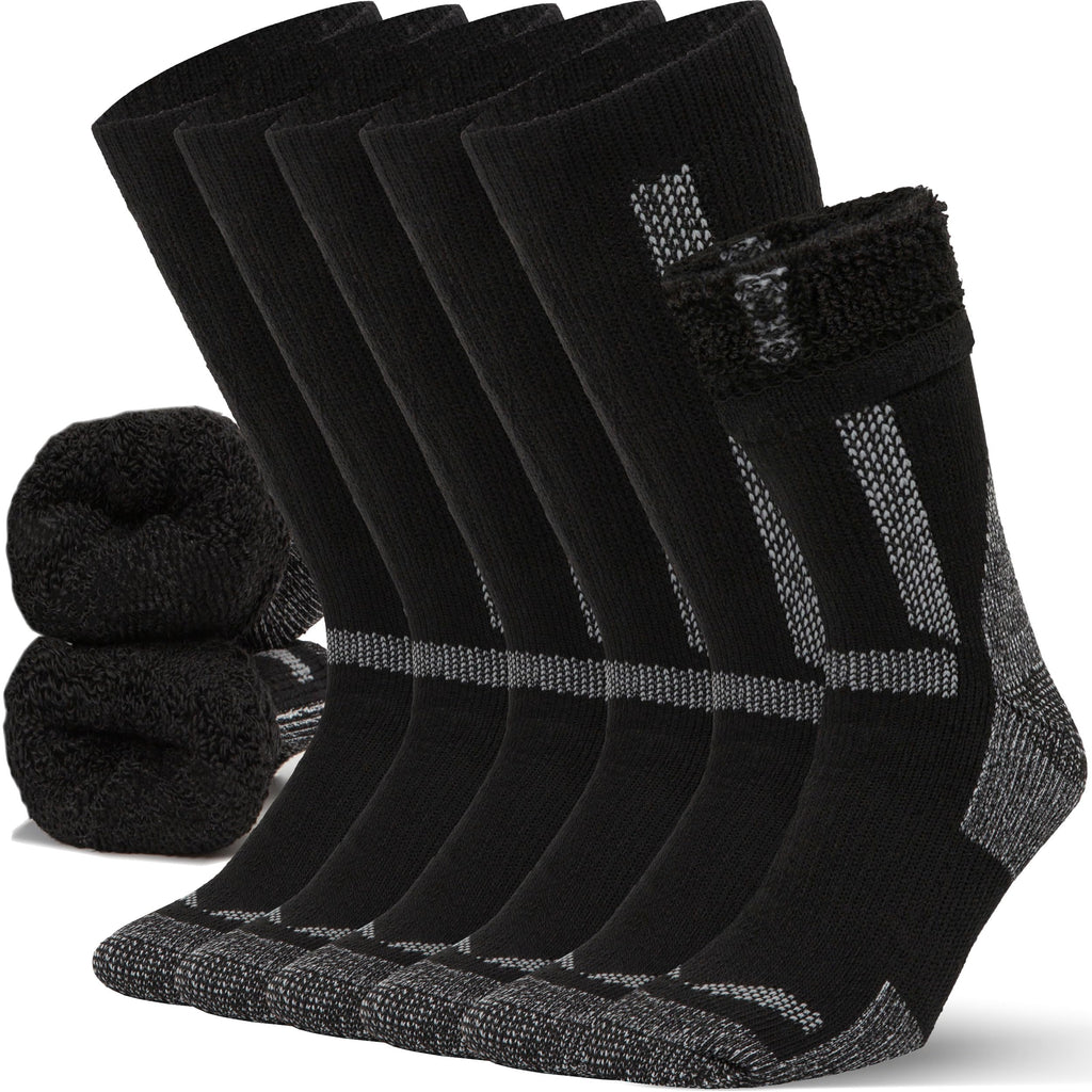 Mens Merino Wool Crew Socks Thermal and Warm Socks for Winter Work Hiking Running 3 Pairs