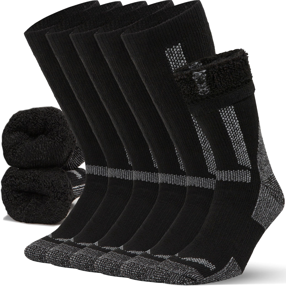 Mens Merino Wool Crew Socks Thermal and Warm Socks for Winter Work Hiking Running 3 Pairs