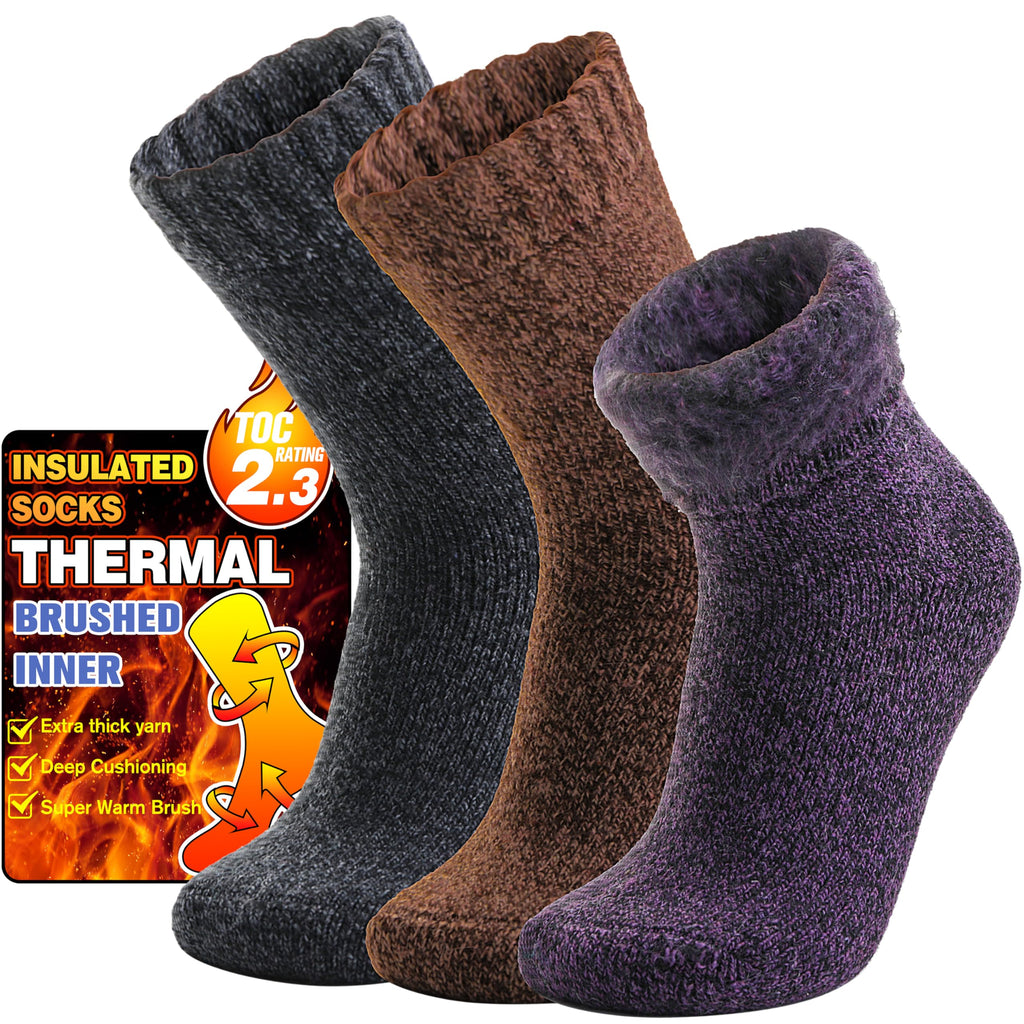 3 Pairs Warm Thermal Socks for Women & Men Winter Ski Thick Boot Insulated Socks for Cold Weather