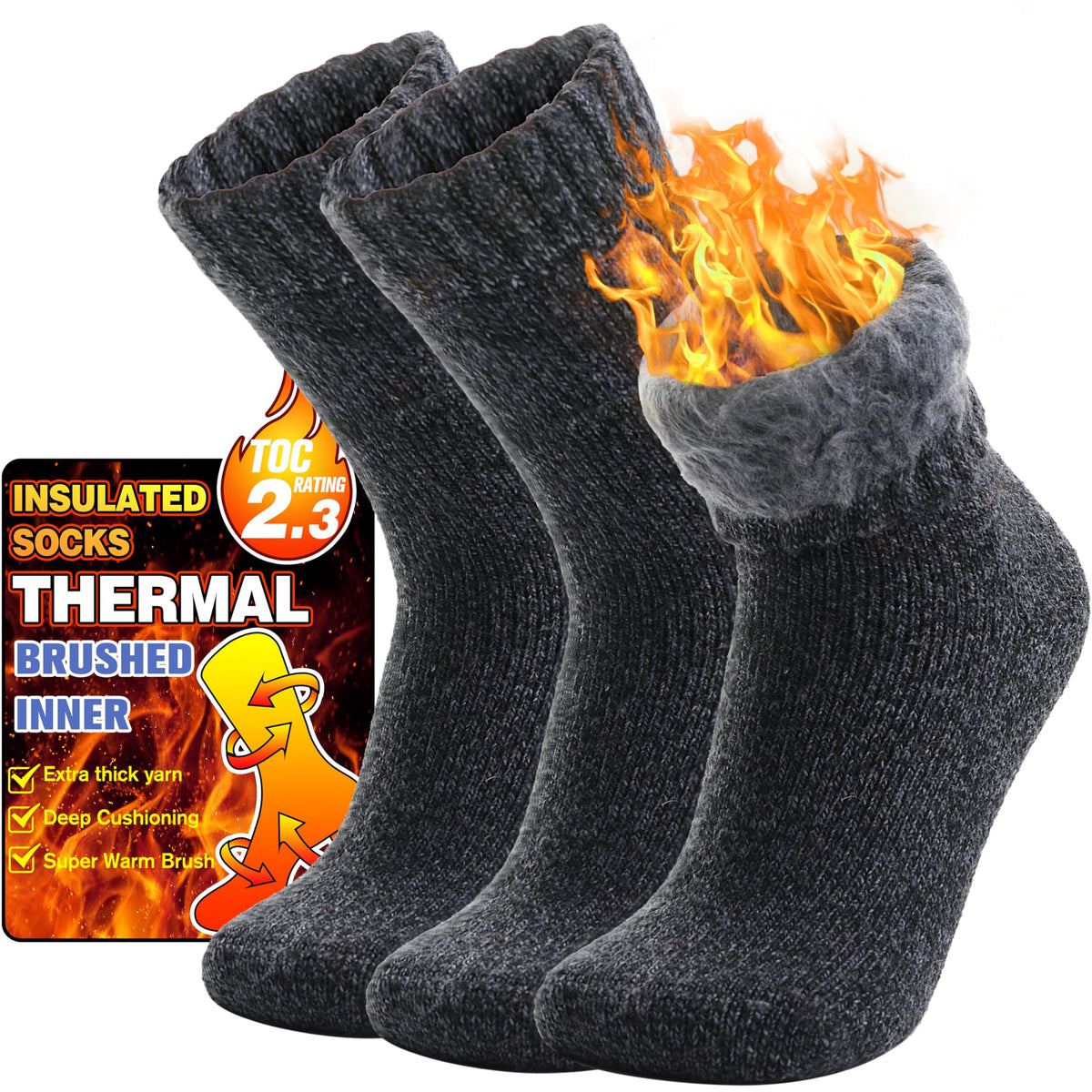 3 Pairs Warm Thermal Socks for Women & Men Winter Ski Thick Boot Insulated Socks for Cold Weather