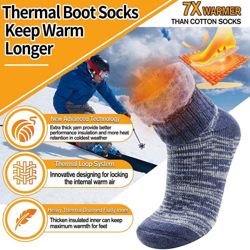 3 Pairs Warm Thermal Socks for Women & Men Winter Ski Thick Boot Insulated Socks for Cold Weather