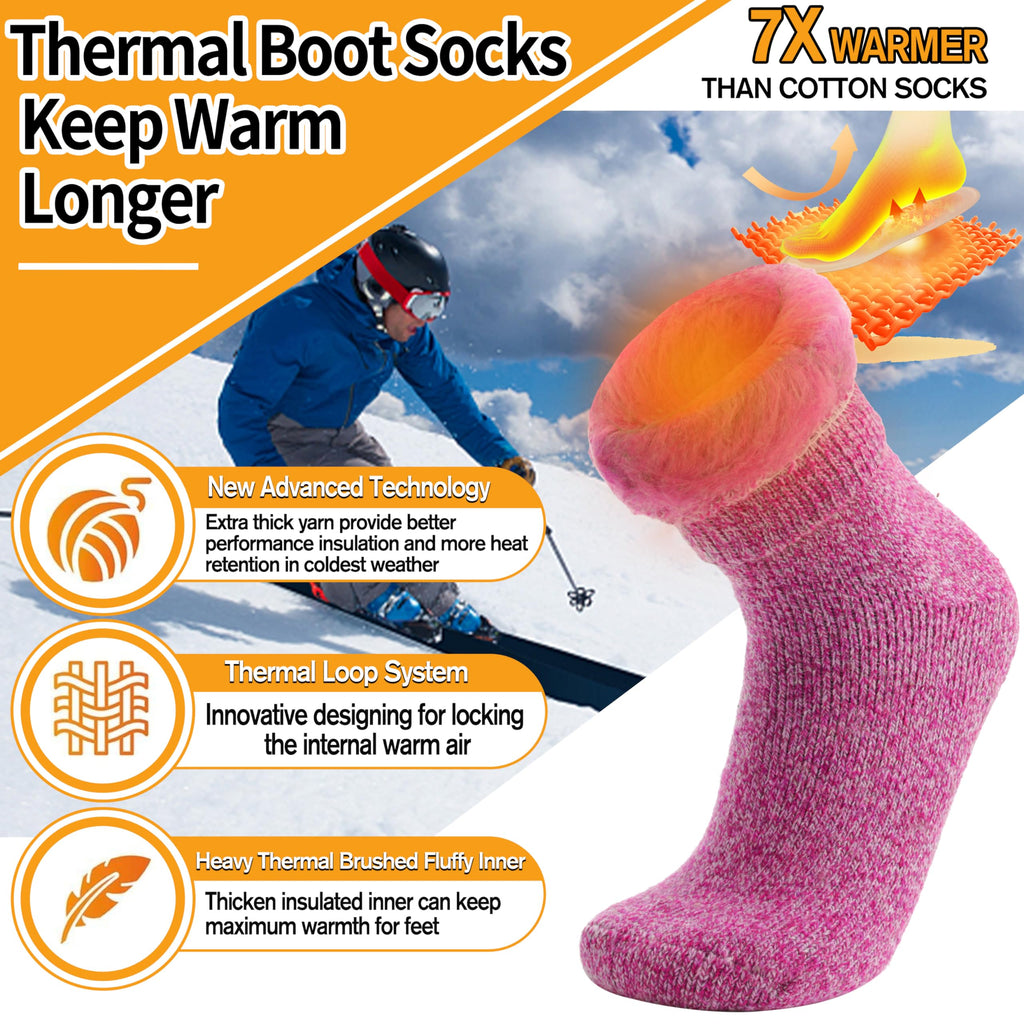 3 Pairs Warm Thermal Socks for Women & Men Winter Ski Thick Boot Insulated Socks for Cold Weather