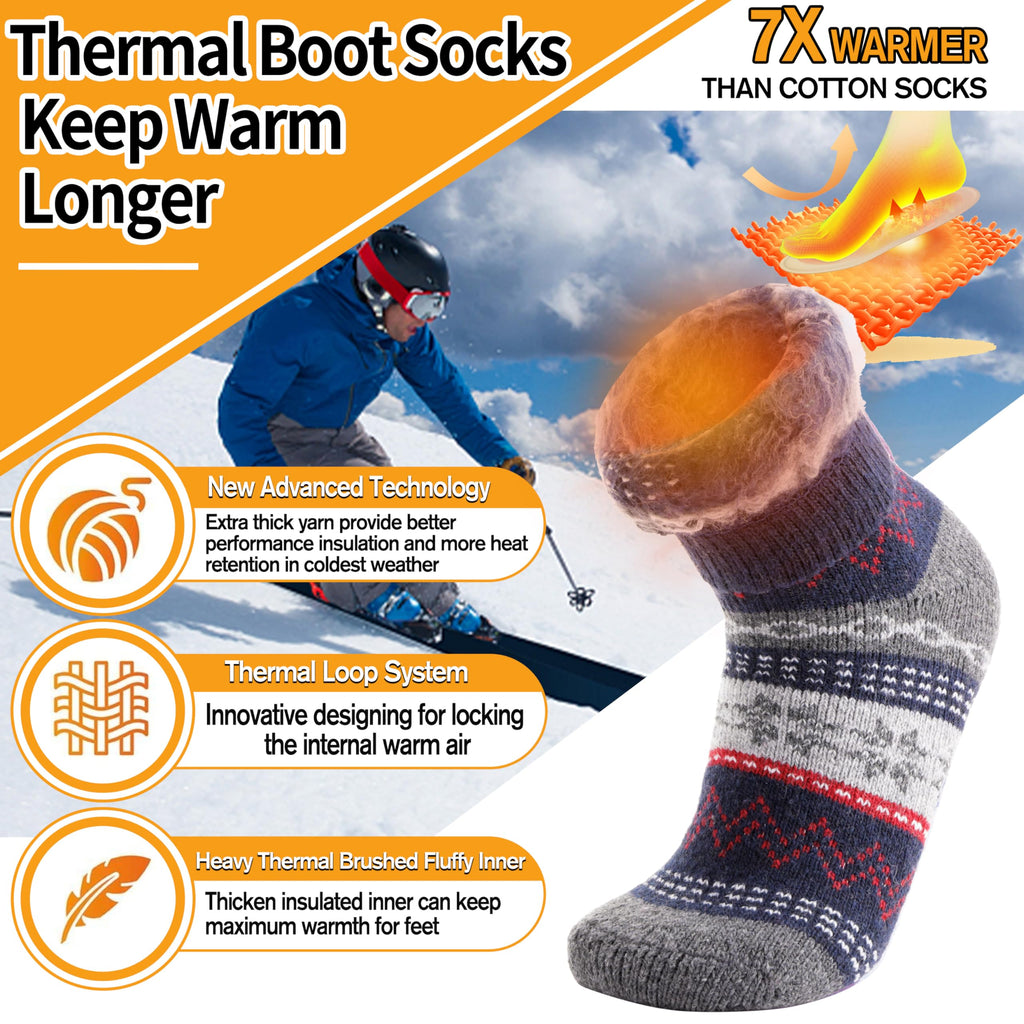 3 Pairs Warm Thermal Socks for Women & Men Winter Ski Thick Boot Insulated Socks for Cold Weather