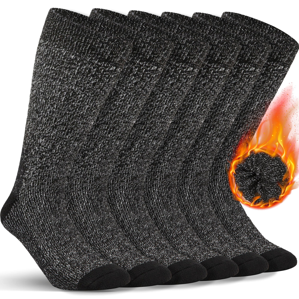 Mens Merino Wool Crew Socks Thermal and Warm Socks for Winter Work Hiking Running 3 Pairs